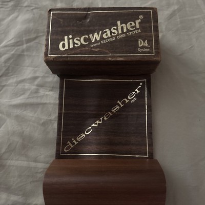 Vintage Discwasher D4 Record Care System Vinyl Cleaner Wood Walnut Brush Box USA