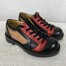 John Fluevog The Racer Shoes Womens Size 5 Black Red Derby Lace Up Leather