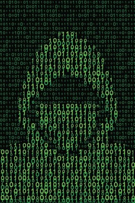 Computer Hacker on Binary Code Background Laminated Poster 12x18