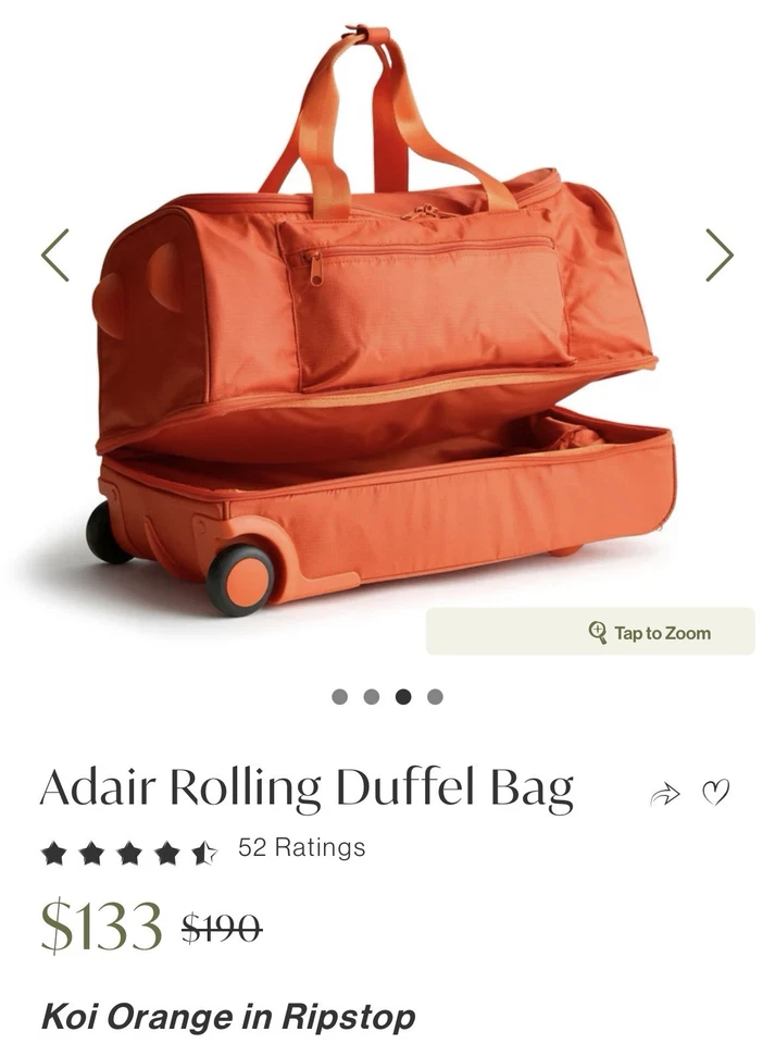 Bolsa de viaje para mujer Vera Bradley Ripstop Adair con ruedas Koi naranja en Ripstop ~ nueva sin etiquetas Foto 3 de 4