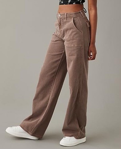 American Eagle Wide Leg Skater Jeans 00 Light Purple Denim Y2K High Waisted 26