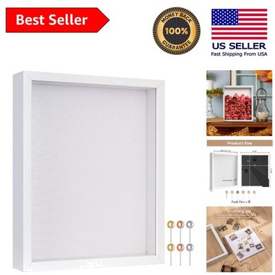8x10 Shadow Box Frame: Linen Back, Metal Push Pins, Ideal for Weddings & More
