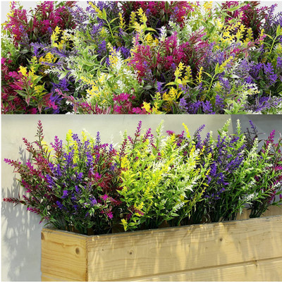 Künstliche Lavendel Blumen UV Beständig 12 Stück PVC Kunststoff Außenbereich