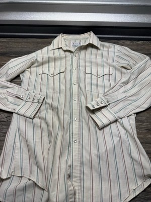 H Bar C California Ranchwear Tan Western Shirt Long Sleeve Size M-L