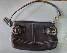 Vintage Coach Soho Legacy Wristlet Black Leather W/ Silver Hardware and Buckle
