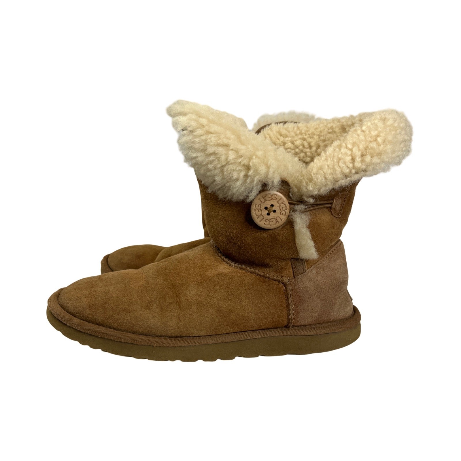 UGG Bailey Button Short Chestnut Shearling Boots … - image 1