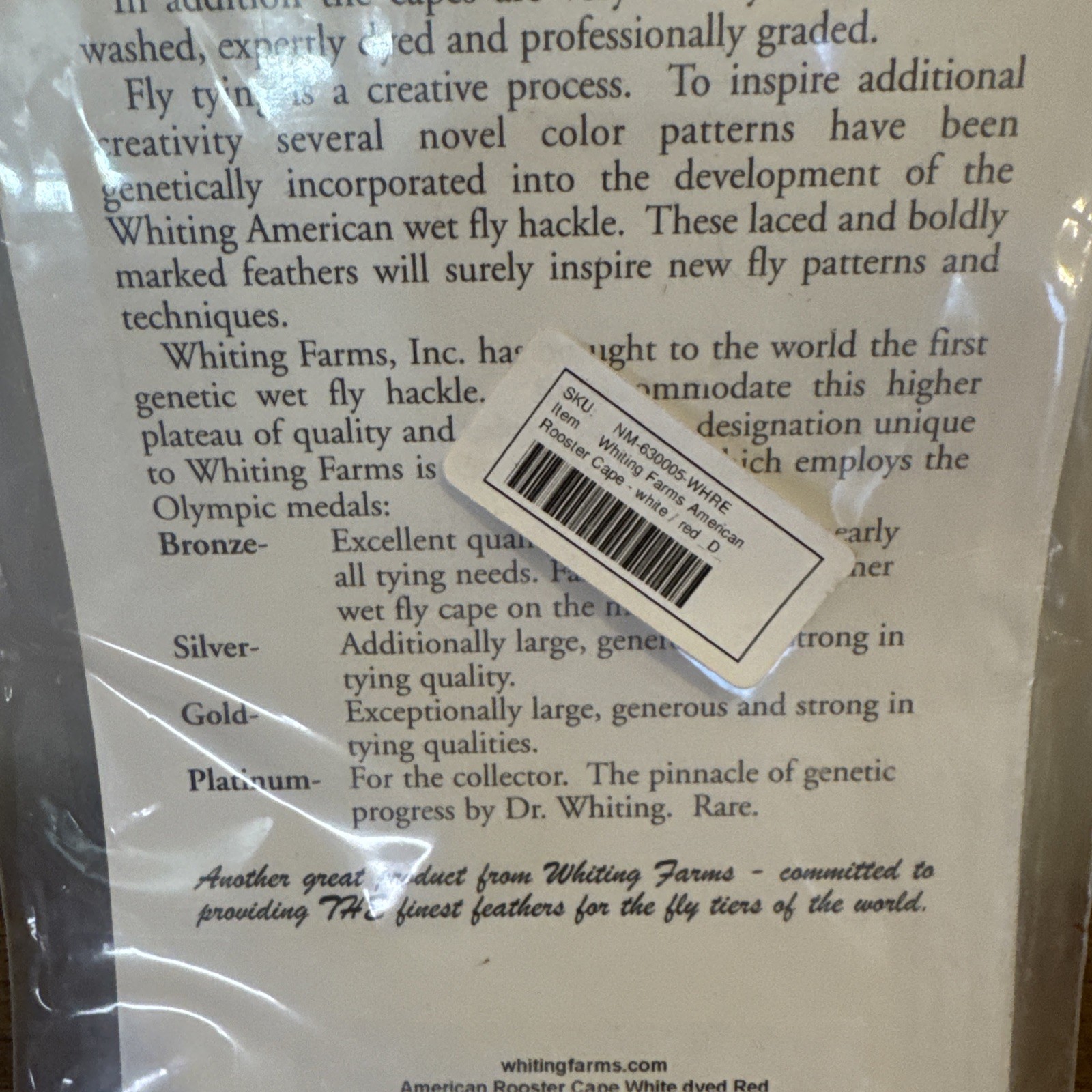 Whiting Hackle American Rooster Whole Cape White dyed Red Feathers  NEW