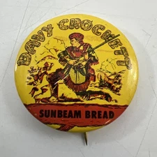 Vtg 1950'S Davy Crockett Sunbeam Bread Advertising Western Pin Button Pinback