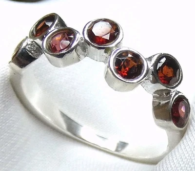 ❤️ Granat Ring 925 Silber 17,5 55 - 7 Echte Granate • Zart & Elegant ❤️ - Bild 1 von 4