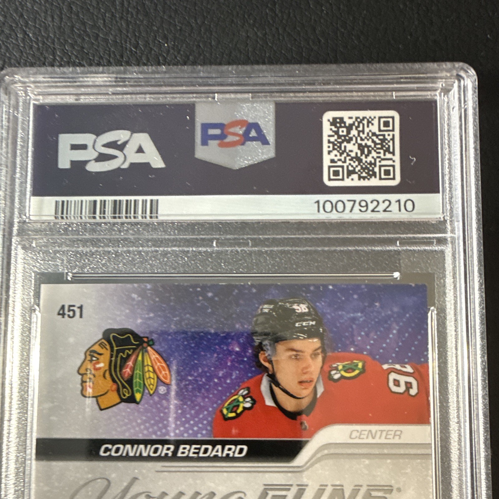 Upper Deck 2023-24 Series 2 Young Guns Connor Bedard Blackhawks #451 RC PSA 9 view 5