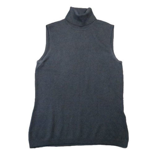Silk Cashmere Sweater S Black Turtleneck Sleeveless Shell Minimalist Office Chic