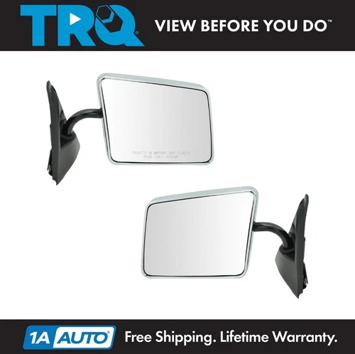 TRQ Stainless Steel Chrome Manual Side View Mirrors Pair for S10 S15 Pickup SUV