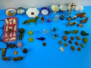 Vintage 47 Miniature Figurines & Saucers Stone/Porcelain/Glass & Mixed Pre owned