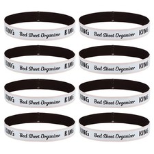 8 Pcs Bed Sheet Organizer Bands 325x40mm Storage Bands, Pink/White (KING)