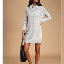LULUS NWT Tea Reader Gray Cowl Neck Sweater Dress size XL