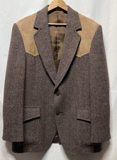 Pendleton VTG Western Blazer Men s 100 Wool Tweed Leather Yoke USA SZ 40