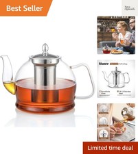 1500ml Glass Teapot with Removable Infuser, Stovetop Safe Tea Kettle, Bloomin...