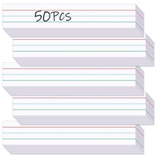 50 PCS White Paper Sentence Strips 3x17 Inch Ruled Cardstock Teacher Supply