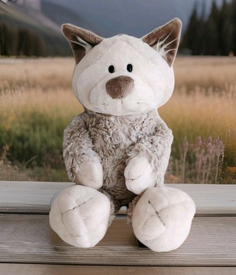 NICI 16'' Plush Shaggy Cat with Back Pocket for Water Bottle or PJ's