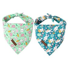 Easter Dog Bandana 2 Pack-Cute X-Large Pack of 1 Easter-2pcs-Green Blue