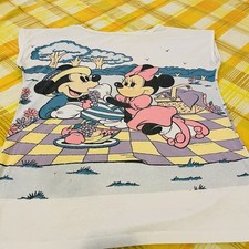 VTG 80s Disney Mickey Minnie Picnic T-Shirt Single Stitch Sunset Graphic Small