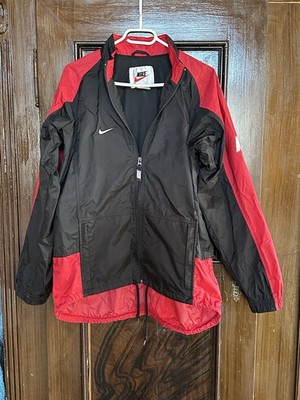 Vintage Nike Windbreaker Jacke 90s Y2K Rot Schwarz Big Swoosh XL Running Jacket