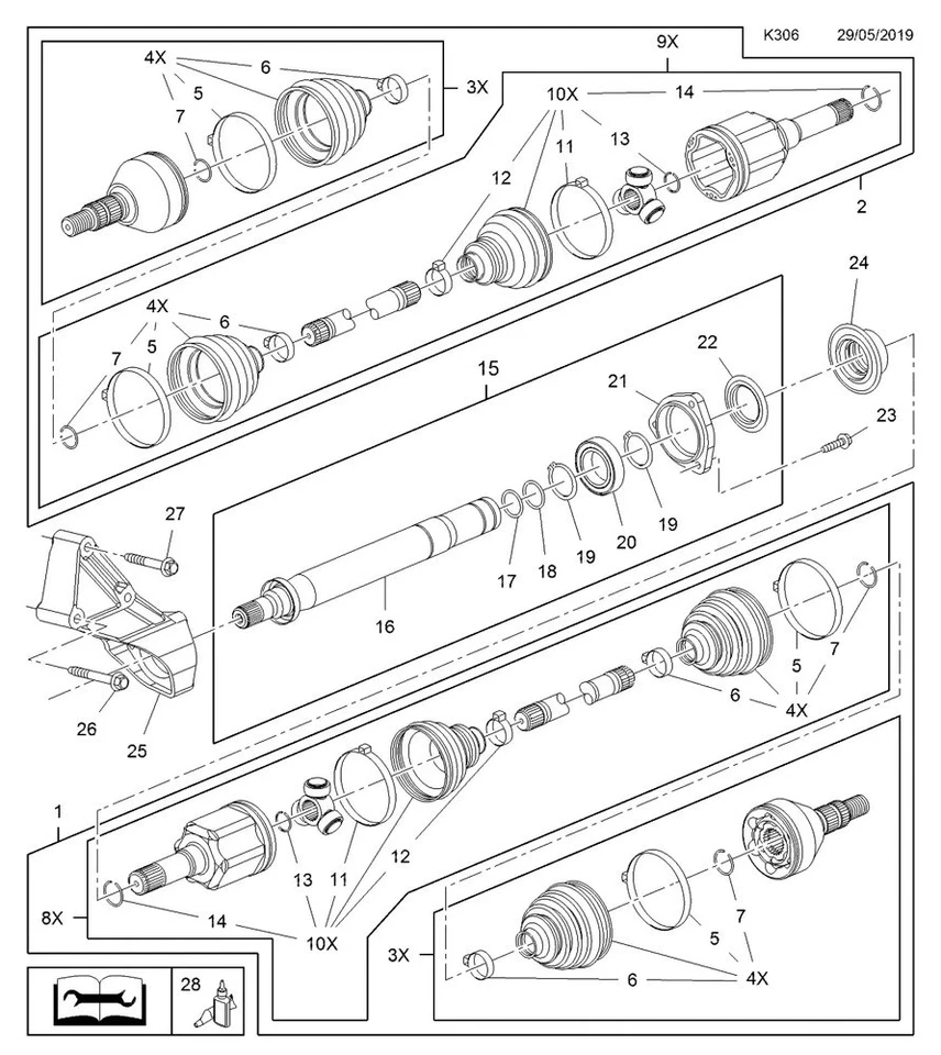 For Buick LaCrosse Regal Chevrolet Impala Orlando 22910264 CV Intermediate Shaft Foto 2 de 4