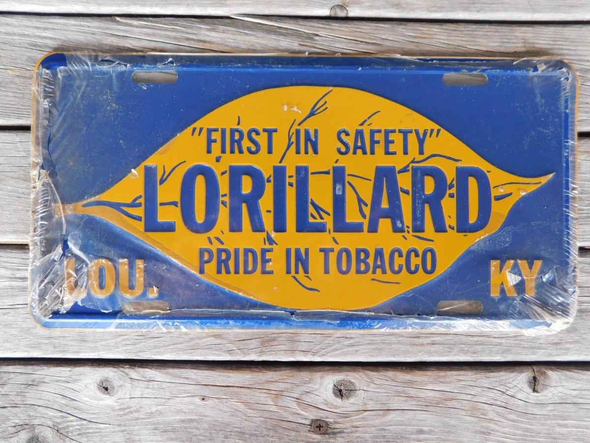 lorillard tobacco stock Vintage New Old Stock LORILLARD Tobacco Louisville KY Booster Adv License  Plate