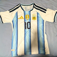 adidas Argentina National Team Lionel Messi #10 Soccer Jersey White Blue