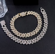 Silver & white diamond-encrusted Cuban link b...