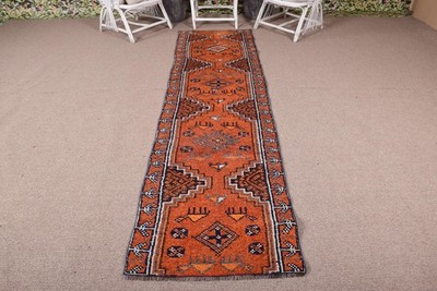 2,6x9,8 ft Turkish Rug, Herki Rug, Orange Animal Print Rug Wool