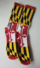 MARYLAND Red White Yellow Black CREW SOCKS - Red Lion NEW