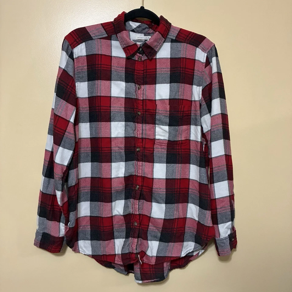Lot Of 3 American Eagle Soft Flannel Plaid Boyfriend Fit Women’s L Long Sleeve - Image 2 of 4