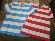 Nautica Boys XL 18/20 Stripe T-Shirts Lot of 2 Red Blue Short Sleeve Casual Tee