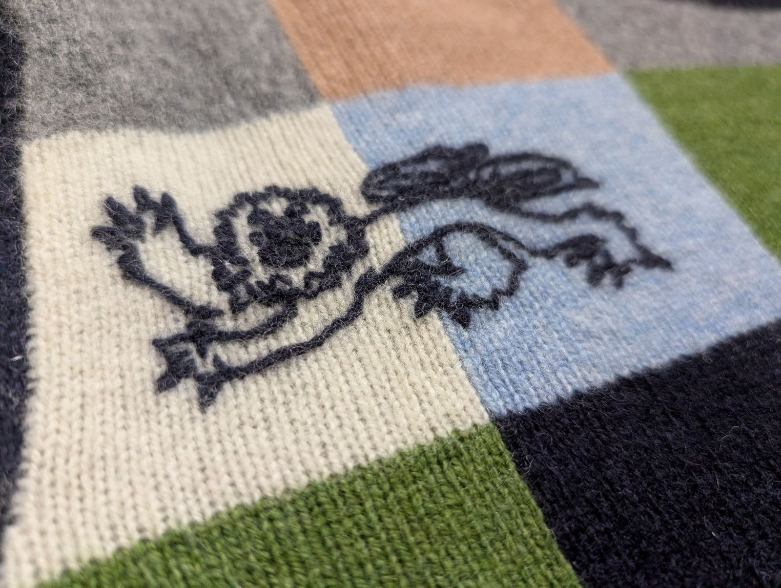 Hackett Sweater M Navy Blue Patchwork Lambswool - image 2