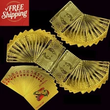 Luxury 24K Gold Foil Plastic Playing Cards - Waterproof, 2 Deck Set, Gift Ready