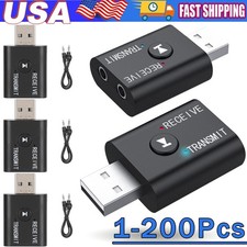 2IN1 3.5mm Bluetooth 5.0 Transmitter Receiver Car Wireless Audio Adapter USB Lot