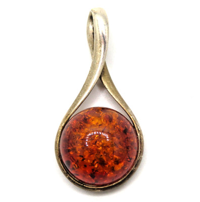 Designer Bernstein Anhänger 835er Silber Vintage Amber 70s Luxury Modernist