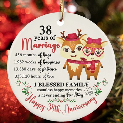 38 Years Of Marriage Ornament Happy 38th Anniversary Deer Couple Christmas Gift