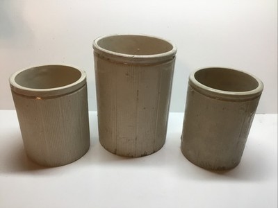 Antique Lot Of 3 Stoneware Household / Marmalade Jars.