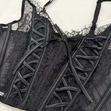 Victoria's Secret Black Lace Corset Top Bustier S 34B Lattice Strappy