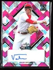 Vaun Brown 2022 Leaf Metal Pink Crystals Auto /4 #BA-VB1