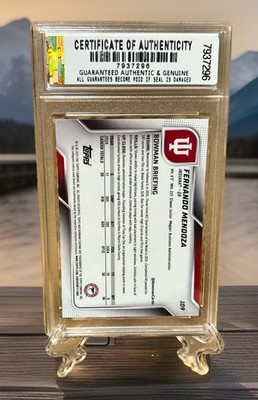 Graded Gem-Mt 10 FERNANDO MENDOZA RC 2025 1ST BOWMAN U CHROME ROOKIE CARD #109
