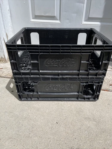 2 Vintage  Black 1 Liter Coke,  Coca Cola  Plastic  Crates  15" Vintage 🔥 OBO