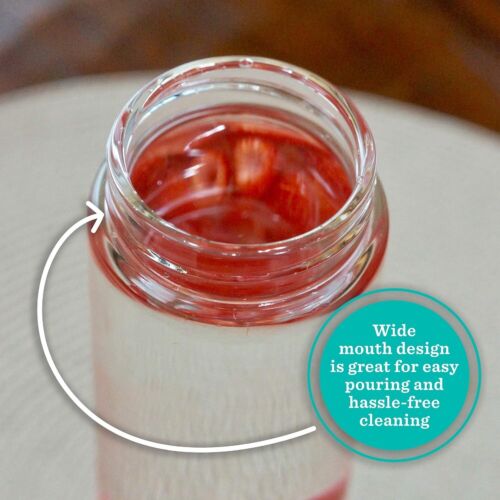 4 Pack Wide Mouth Glass Bottles with Leak Proof Steel Lids - 16oz for Juicing - Picture 4 of 11