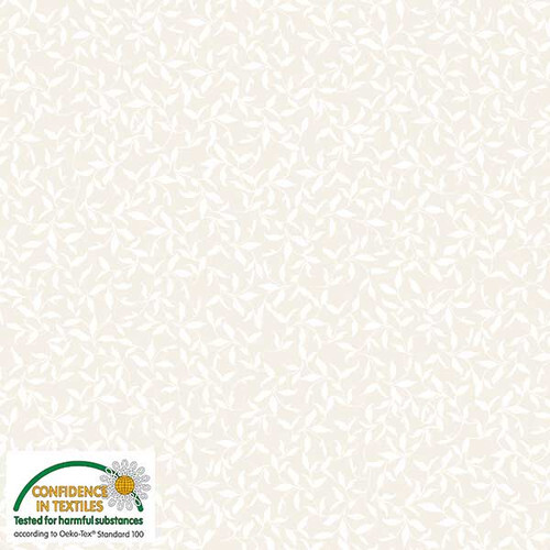 Stof European Neutral Notes Leaves Vanilla Quilting Cotton Fabric By The Yard - Picture 1 of 1