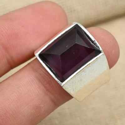 Amethyst Ring 925 Sterling Silver Statement Classic Men's Ring All Size  D12