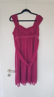 knielanges SASHA Damen Chiffon Sommerkleid Gr.M BRUSTWEITE 41cm Pink Trägerkleid