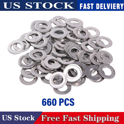 660 Pieces 304 Stainless Flat Washer Gasket Assortment Stainless Steel M3-M10