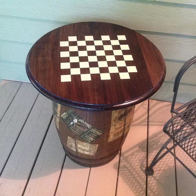 Handmade Chessboard made from Bourbon Barrels